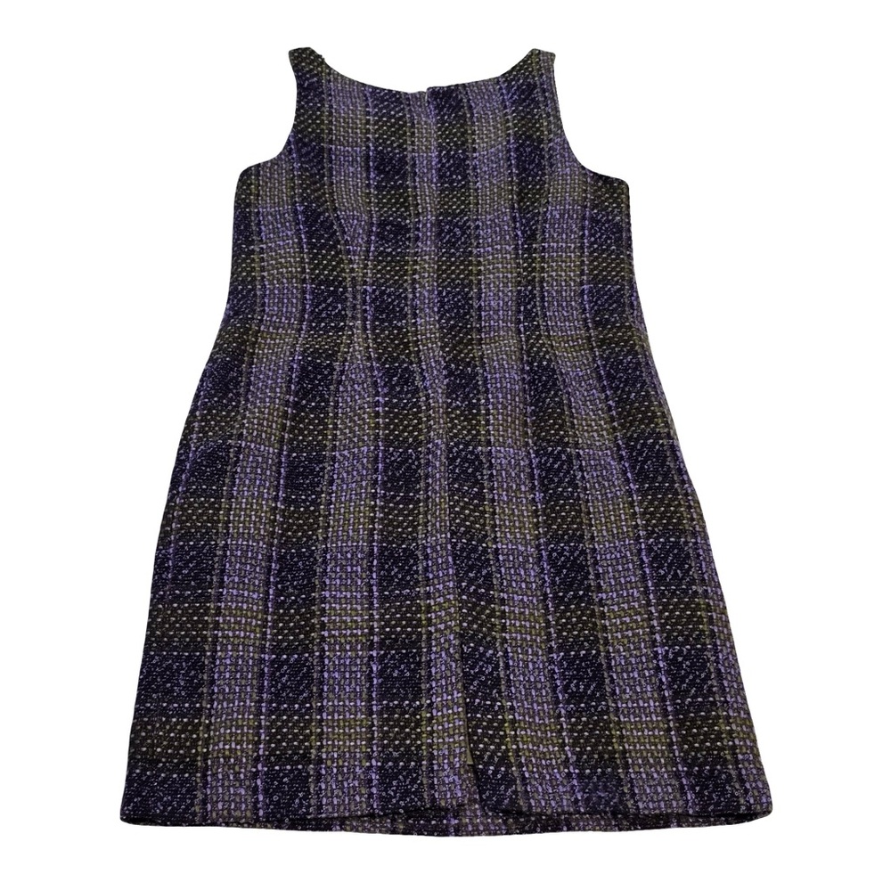 Jessica Howard Size 14 2-Piece Tweed Dress Jacket Set Purple Green Plaid Vintage - Picture 3 of 11